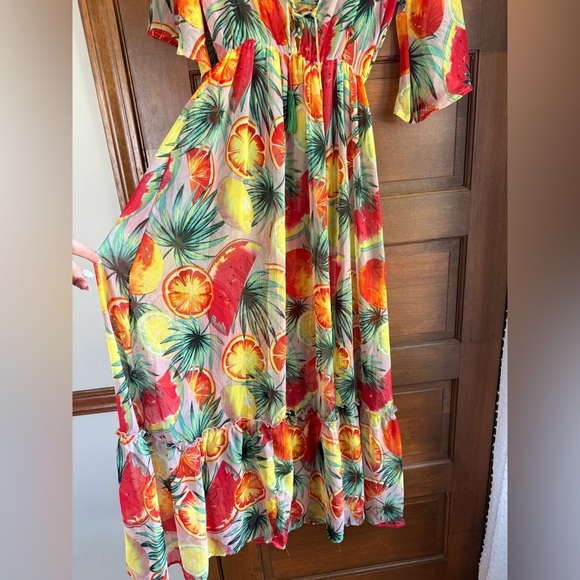 America & Beyond Fruit Print Maxi Dress Size S 🍓🍇🍉 - Picture 3 of 7